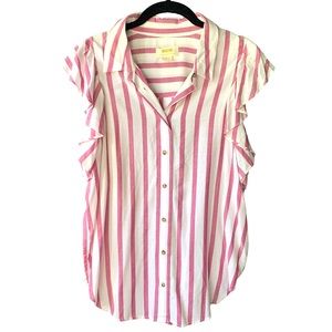 Anthropologie Maeve Fairhope Striped Button-down Top